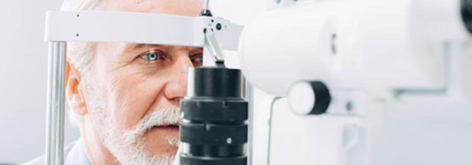 Elderly man getting his annual eye exam